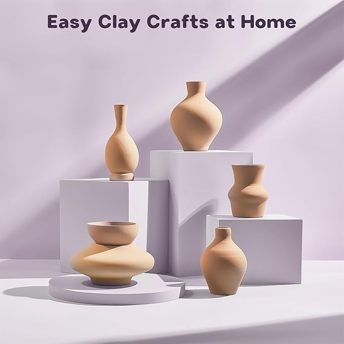 Alldeer Mini Pottery Wheel Kit - 4.7" Turntable Electric Clay Wheel with Foot Pedal, Adjustable Speed Ceramic Making Machine with 8 Pottery Shaping Tools, Craft Kits for Kids-CubbioJoy