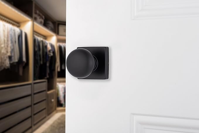 BRINKS – Contemporary Non-Locking Interior Ball Door Knob, Matte Black - Designed for Sleek and Modern Homes and Blends Seamlessly with Interior Décor (E2426-122) (10 Pack)-CubbioJoy