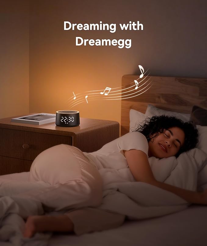 Dreamegg Sound Machine for Sleep - D1 Nova White Noise Sound Machine for Baby Adult with Alarm Clock, Soothing Sounds, Dimmable, White Noise Alarm Clocks for Bedrooms Heavy Sleepers Travel, Black-CubbioJoy
