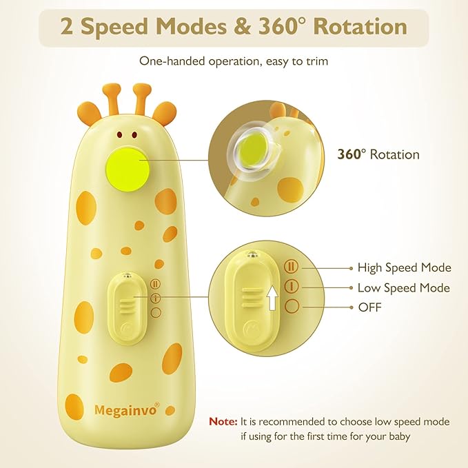 Baby Nail Trimmer Electric Baby Nail File with Light 10 Grinding Heads Safe Quiet Baby Nail Grooming Care Kit for Newborn Infant Toddler Toes Fingernails - Orange-CubbioJoy