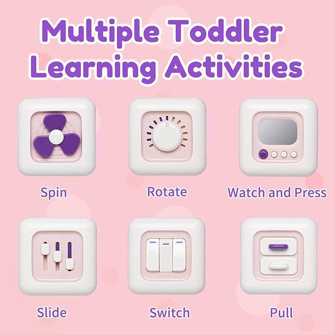 Busy Cube Toys for 1 Year Old Girl Gifts, Montessori for Baby Girl, Travel Sensory Toys for Toddlers 1-3, Learning Fine Motor Skills| 1st Birthday Girl Gifts 12 Months +-CubbioJoy