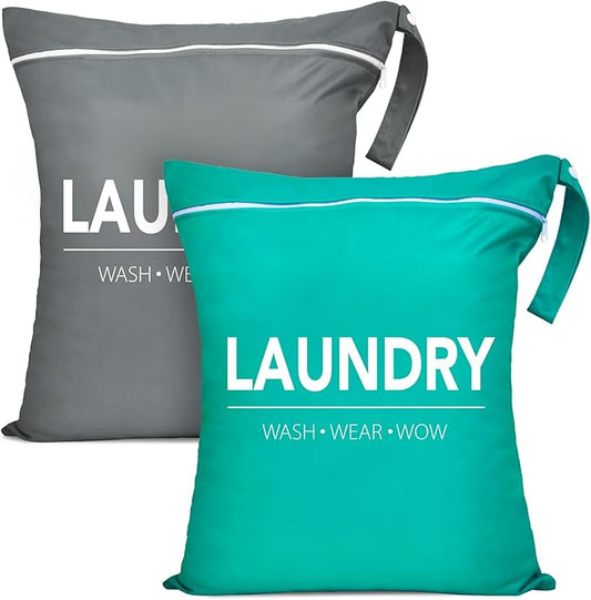 2 Pcs Large Travel Laundry Bag Waterproof Wet Dry Bag Washable Dirty Clothes Bag for Gym Clothes Laundry Wet Clothes Swimming Yoga-CubbioJoy
