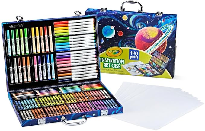 Crayola Inspiration Art Case Coloring Set, 140pc Space Theme – Art Kit for Kids, Crayons, Markers, Pencils, Gift for Boys & Girls, Ages 5, 6, 7, 8 [Amazon Exclusive]-CubbioJoy