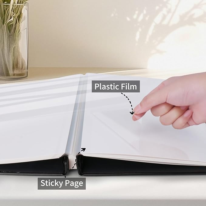 Inspirational Leather Photo Album,Magnetic Self-Stick Page Photo Album,Family Album,Hand Made DIY Albums Holds 3x5, 4x6, 5x7, 6x8 Photos (black-always remember)-CubbioJoy