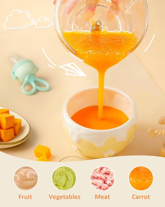 Baby Food Maker, HEYVALUE 13-in-1 Food Processor Set, Fruit, Vegatable, Meat, Baby Puree Blender with Baby Containers, Food Freezer Tray, Silicone Spoons, Spatula (Gray)-CubbioJoy