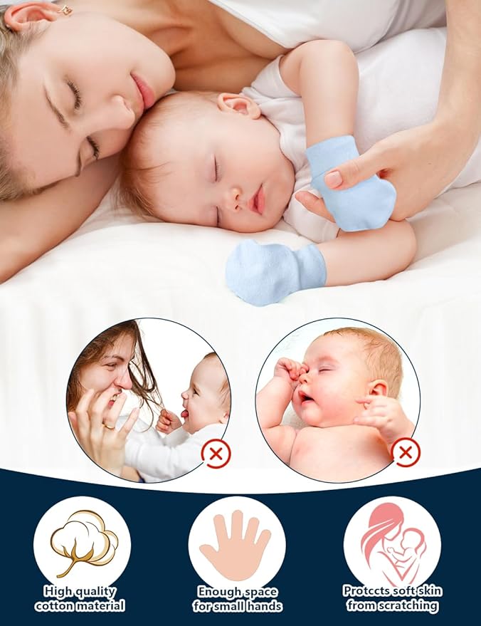 Cute Baby Mittens Newborn, No Scratch Baby Boy Mittens, Baby Girl Hat Gloves for Toddlers, Infant, Newborn-CubbioJoy