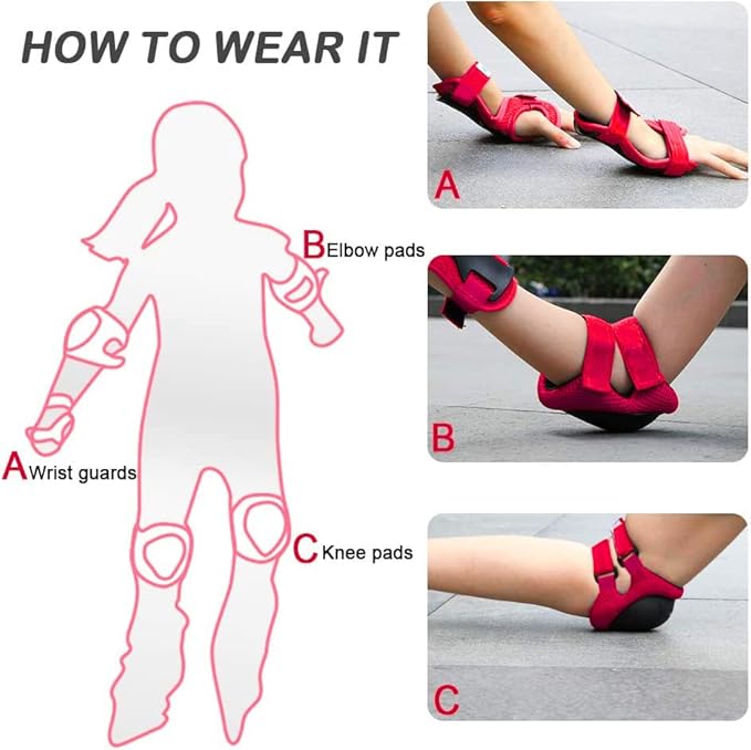 Adjustable Kids Helmet with Knee Pad, Elbow Pads & Wrist Guards - Toddler Bike Helmets for Ages 3-5, 5-8, 8-14 Years - Perfect for Skating, Biking, Cycling, and Skateboard - for Boys and Girls-CubbioJoy