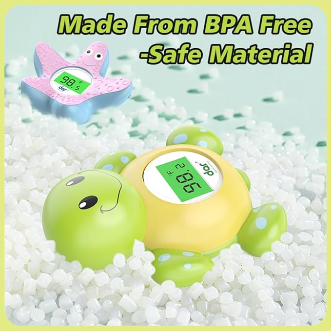 Baby Bath Thermometer, Digital Water Temperature Thermometers with 3 Color Backlit and Temperature Warning, Safety Bath Tube Thermometers Floating Toy for Infant, Toddler-CubbioJoy