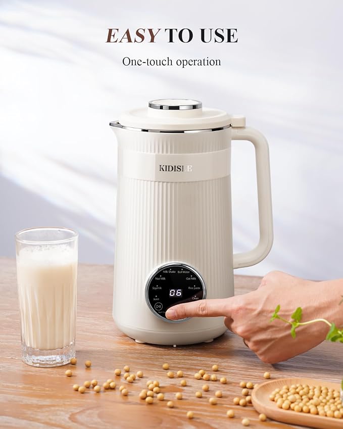 8 in 1 Nut Milk Maker Blender, 32oz Homemade Soy, Almond, Oat, Coconut, Plant Based and Non Dairy Beverages, Automatic Soybean Machine With Delay Start/Keep Warm/Boil Water, Cream-CubbioJoy