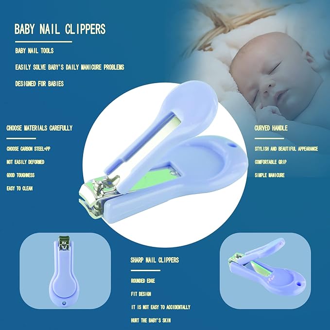 Baby Grooming Kit, Baby Essentials for Newborns, Portable Baby Care Kit, Contains Baby Nail Clippers, Baby Comb, Baby Brush, Baby Ear Wax Removal Tool and More (10 in 1) (Blue)-CubbioJoy