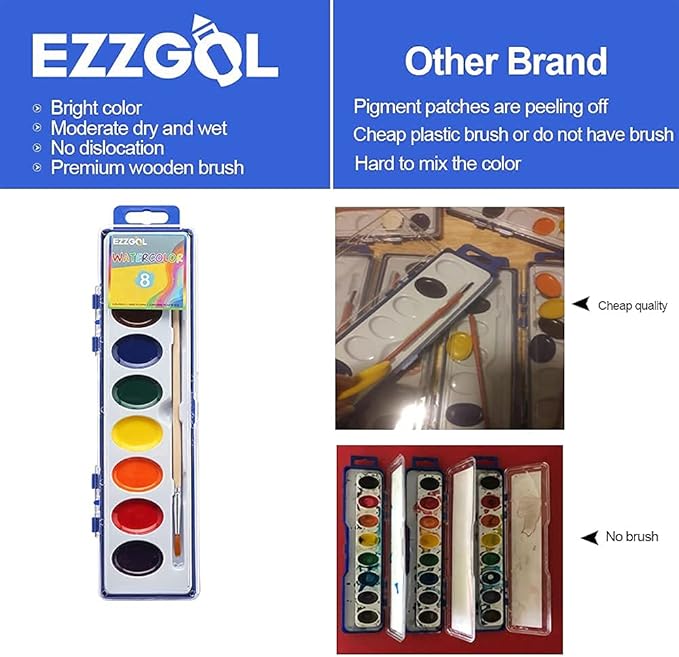 24 Count Watercolor Paints, 8 Colors, Washable, Non-Toxic, Perfect for Kids 3+-CubbioJoy