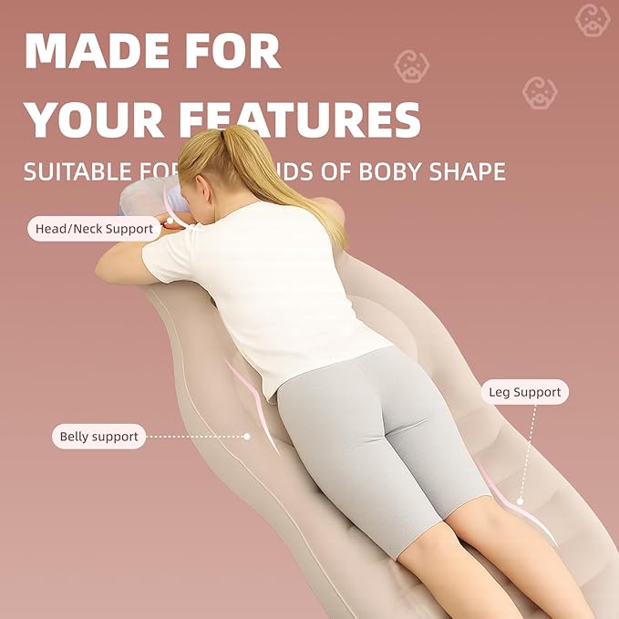 Inflatable Pregnancy Belly Mattress, Float with Abdominal Hole Full Body Inflatable Bed for Pregnant Women, The Best Pregnancy Pillow for Sleeping Prone - Relieves Back Hip Pain-CubbioJoy
