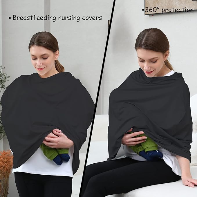 Carseat Covers for Baby Breastfeeding – Multi use Car Seat Canopy Cover, Infant Stroller Canopy Cover for Boy and Girls (Black Print)-CubbioJoy