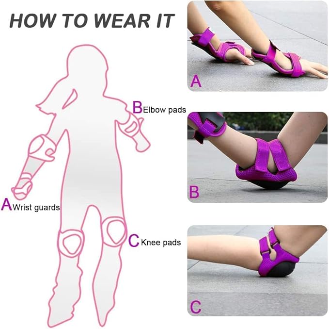 Adjustable Kids Helmet with Knee Pad, Elbow Pads & Wrist Guards - Toddler Bike Helmets for Ages 3-5, 5-8, 8-14 Years - Perfect for Skating, Biking, Cycling, and Skateboard - for Boys and Girls-CubbioJoy