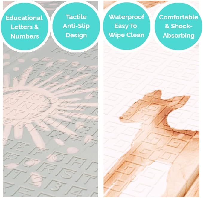 JumpOff Jo - Extra Large Waterproof Foam Padded Play Mat for Infants, Babies, Toddlers, Play Pens & Tummy Time, Foldable Activity Mat, 77 x 70 x 0.6 inches-CubbioJoy