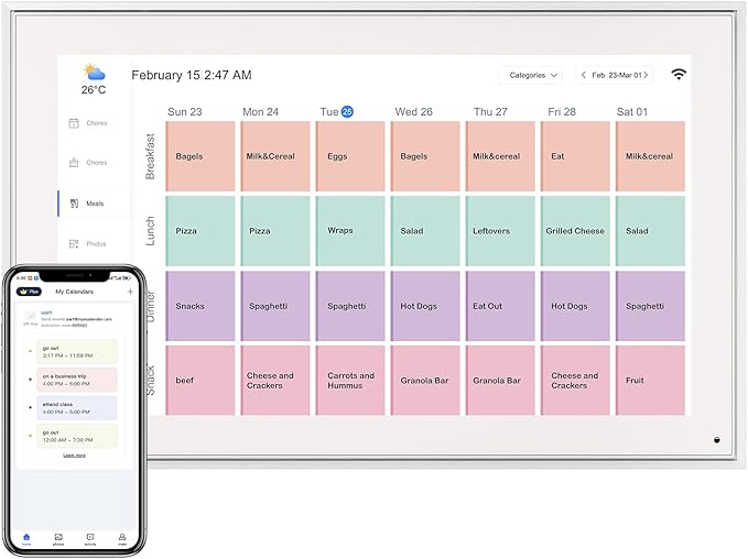 Digital Calendar 15.6 Inch, Electronic Calendar Chore Family Schedules, Smart Weekly and Monthly Planner, 1920 * 1080P IPS Touchscreen Interactive Display - Wall Mount White-CubbioJoy