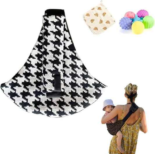Baby Sling Carrier Adjustable Baby Sling 2025 Upgraded Toddler Sling Comfortable Baby Wrap Carriers Ergonomic-Designed, Travel Friendly Carrying 10-45 Lbs Blackwhite-CubbioJoy