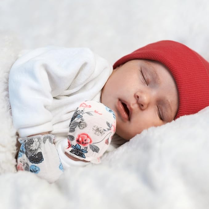 BQUBO Newborn Infant Toddler Mittens No Scratch Cotton Elastic Wrist Gloves Hypoallergenic for 0-6 Months Baby Boys Girls-CubbioJoy