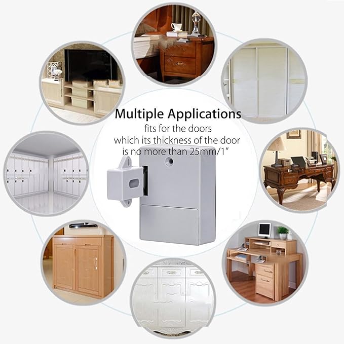 Battery IC Card Sensor Digital Cabinet Lock Drawer Lock File Cabinet Smart Lock DIY Keyless Cabinet Drawer Lock Without Perforate Hole for Drawers, Cabinet, Doors, Wardrobe-CubbioJoy