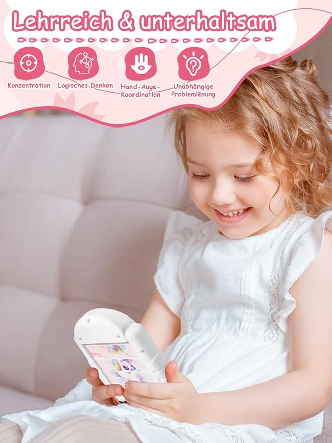 16-Piece Rotating Puzzles for Kids 4-6, Toddlers Puzzles 2-4, Road Trip, Airplane Activities Game, Travel Toys - Brain Teaser, Fine Motor Skills - Birthday Gifts Boys & Girls - Pink Alicorn-CubbioJoy