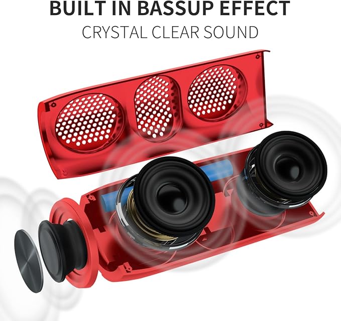 Bluetooth Speaker,MusiBaby M88 Speakers,Dual Pairing, Bluetooth 5.3,Loud Stereo Sound,Booming Bass,30H Playtime for Home& Outdoor Party,Beach,Portable Speaker,Gifts(Red)-CubbioJoy