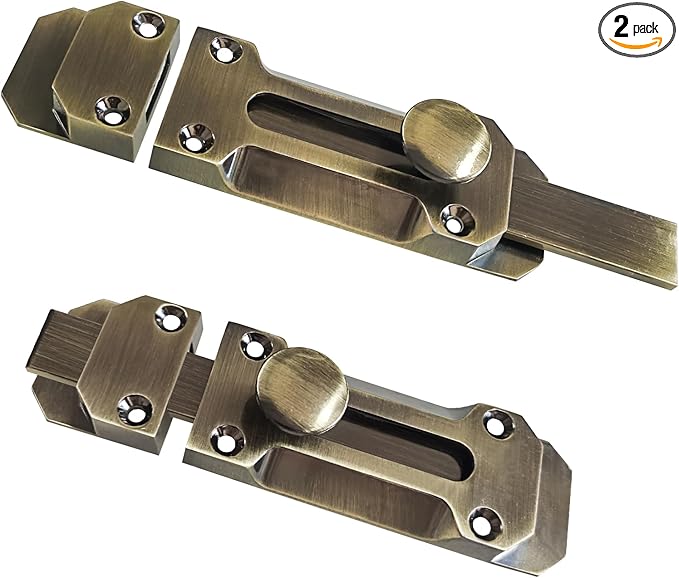 2 pcs Zinc Alloy Sliding Door Lock, Barrel Bolt Cabinet Lock Barrel Bolt Closure Cabinet Door Security Sliding Door Lock for Home Windows and Doors Cabinet Furniture-CubbioJoy