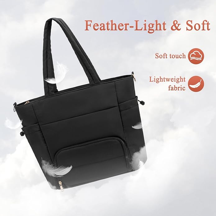 Diaper Bag Tote for Working Mom, Breastmilk Cooler Bag with Insulated Compartment, Breast Pump Tote Bag with Ice Pack for Cooler & 15‘’ Laptop Sleeve, Baby Bottle Cooler bag for Nursing, Work, Travel-CubbioJoy