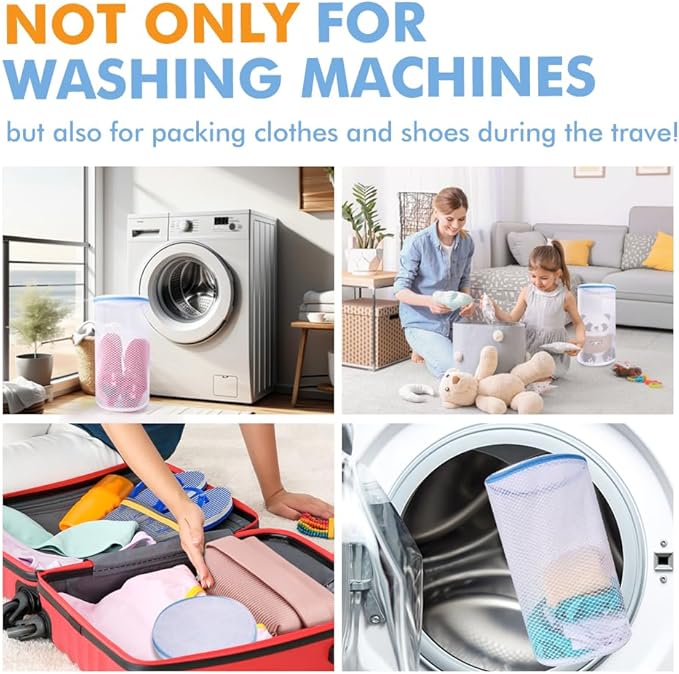 2 Pack Shoes Wash Bags,Shoe Washing Machine Bag,shoe laundry bag for washing machine，Honeycomb Mesh Laundry Bags with Zipper for Sneakers,Running Shoes,Sock,Bras,Delicates and Toys（14 in x 7.8 in）-CubbioJoy