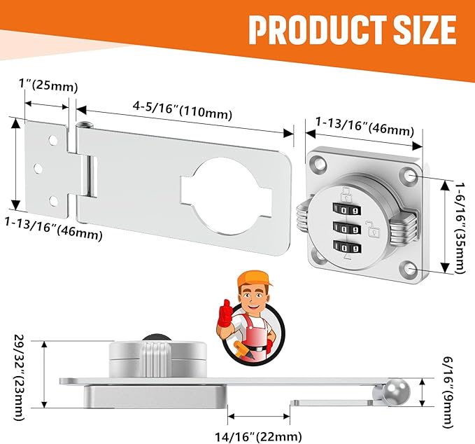 Keyless Cabinet Lock with Combination, Locker Code Lock with 3-Digit Combination, Security Door Lock for Drawers, Lockers, Bifold Doors, Small Doors, Closets, Refrigerators (Silver-1pc)-CubbioJoy