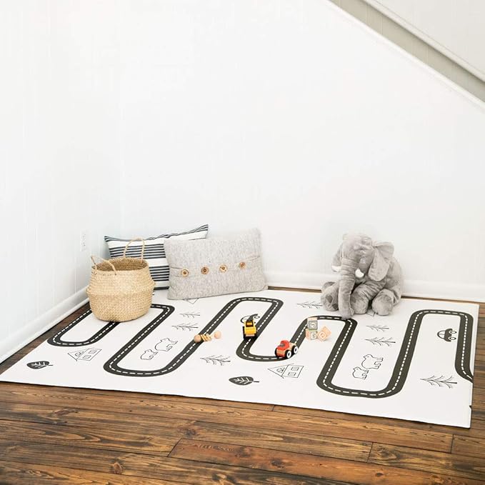 Baby Care Play Mat (Large, Nordic Trails - Morning Fog Arrows) 82'' x 55'' Original One-Piece Reversible Rollable Waterproof Play Mat for Infants, Babies, Toddler, and Kids-CubbioJoy