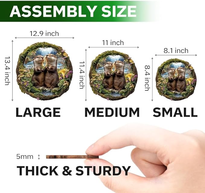 Jigfoxy Wooden Puzzles for Adults, Otter Couple Wood Puzzles Adult, Unique Animal Shape Wooden Jigsaw Puzzles for Adults, Birthday Gifts for Puzzle Lovers Family Friend (S-8.1 * 8.4in-102pcs)-CubbioJoy