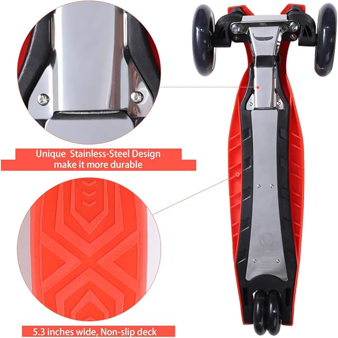 3 Wheel Scooter for Kids Ages 6-12,Kids Scooter with Light Up Wheels, Sturdy Deck Design, and 4 Height Adjustable Suitable for Kid Ages 3-12-CubbioJoy