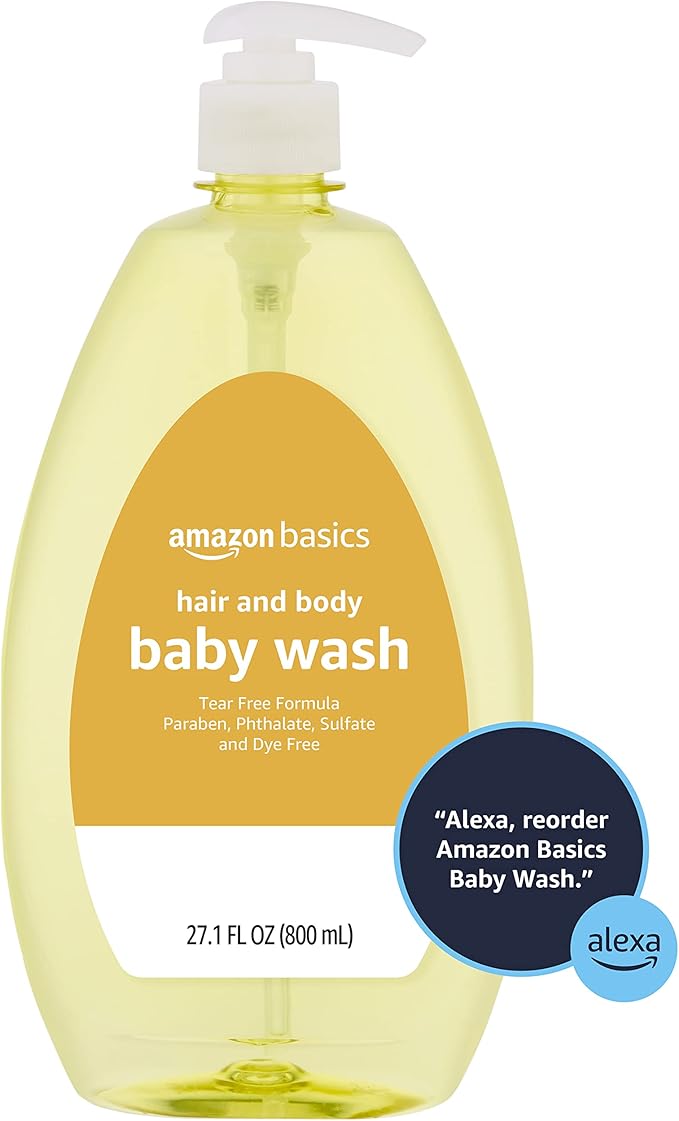 Amazon Basics Tear-Free Baby Hair and Body Wash, 27.1 Fluid Ounce, Lightly Scented, 1-Pack (Previously Solimo)-CubbioJoy