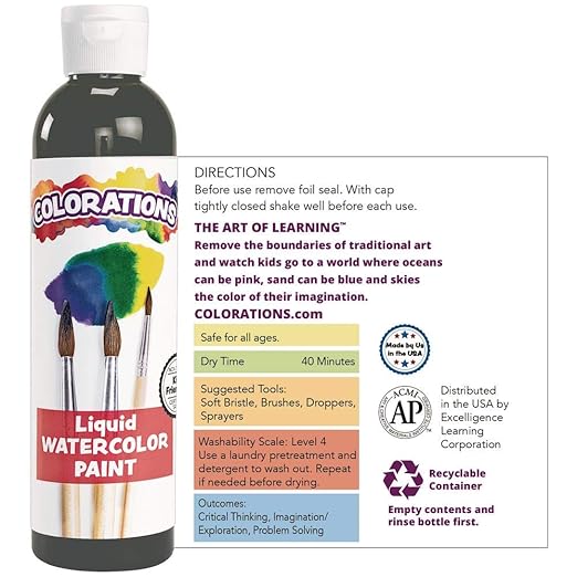 Colorations Liquid Watercolor Paint, 8 fl oz, Lilac, Non-Toxic, Painting, Kids, Craft, Hobby, Fun, Water Color, Posters, Cool effects, Versatile, Gift, Lime-CubbioJoy