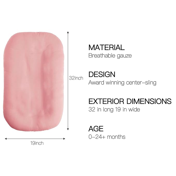 Baby Lounger - Snuggle Cozy Me Infant Lounger for Newborns | Breathable & Soft, Portable Awake-Time Pad, Essential Baby Gift- Petal (Lounger Cover Included)-CubbioJoy