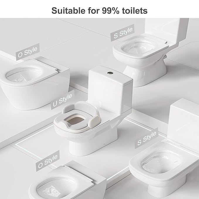 Bebamour Potty Training Toilet 3 in 1 Multi-Functional Potty Seat Detachable Baby Potty Step Stool Anti-Slip Stable Potty Training Toilet with 100 Pack Trash Bags for Baby Toddler Kids(Grey)-CubbioJoy