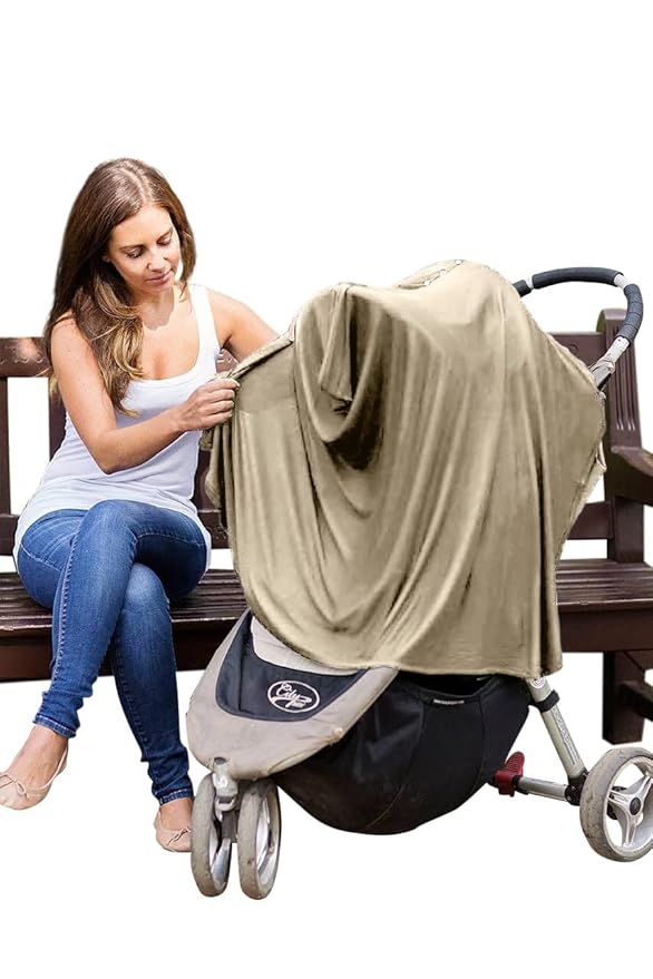 Byrd & Blume Maternity Nursing Cover Breathable Lightweight Breastfeeding Cover Wrap Shawl Scarf Poncho Full 360 (Latte, One size)-CubbioJoy