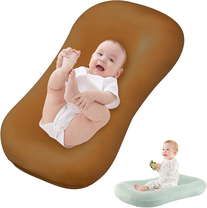 Baby Lounger Pillow, Infant Lounger for 0-24 Months, Soft Cotton and Portable Baby Lounger for Home (Brown)-CubbioJoy