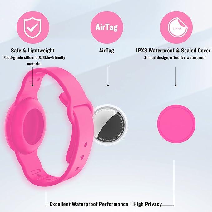 2 Pack Waterproof AirTag Bracelet for Kids, Hidden Silicone Wristband for AirTag, GPS Tracker Case for Air Tag Holder Strap Band for Child Toddler, Secure Anti-Loss Protection(Luminous)-CubbioJoy