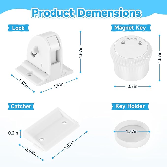 18 Pack Magnetic Cabinet Locks for Child Safety, Drawer Locks Baby Proofing, Magnetic Door Safety Locks for Cabinets and Drawers, Easy Installation No Tools Required (18 Pack and 2 Keys)-CubbioJoy