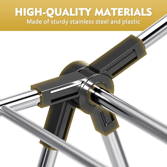 APEXCHASER Clothes Drying Rack, Drying Rack Clothing with Height-Adjustable, Foldable Gullwings Laundry Rack, Indoor Outdoor Use, No Assembly,Black-CubbioJoy