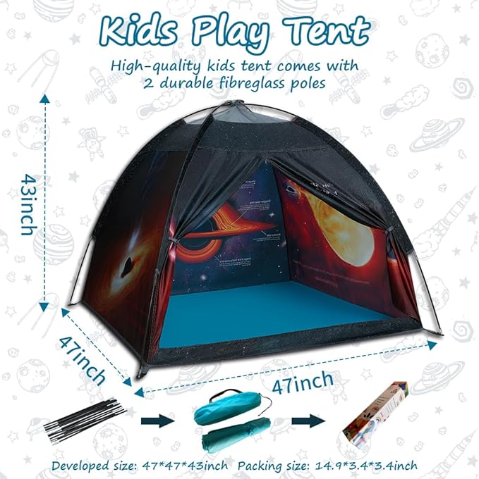 Black Hole Play Tents- Space World Dome Tent Playhouse- Imaginative Play Popup Tent for Outdoor and Indoor Fun-Kids Astronaut Space for Boys and Girls- 47" x 47" x 43 "-CubbioJoy