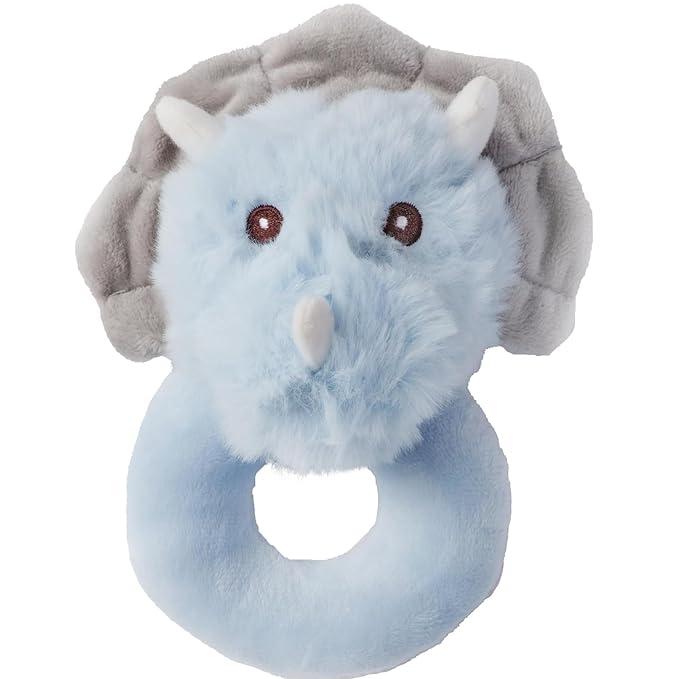 Bearington Collection Bearington Lil' Tracer Plush Stuffed Animal Dinosaur Soft Ring Rattle - 5.5 Inch - Dinosaur Rattle-CubbioJoy
