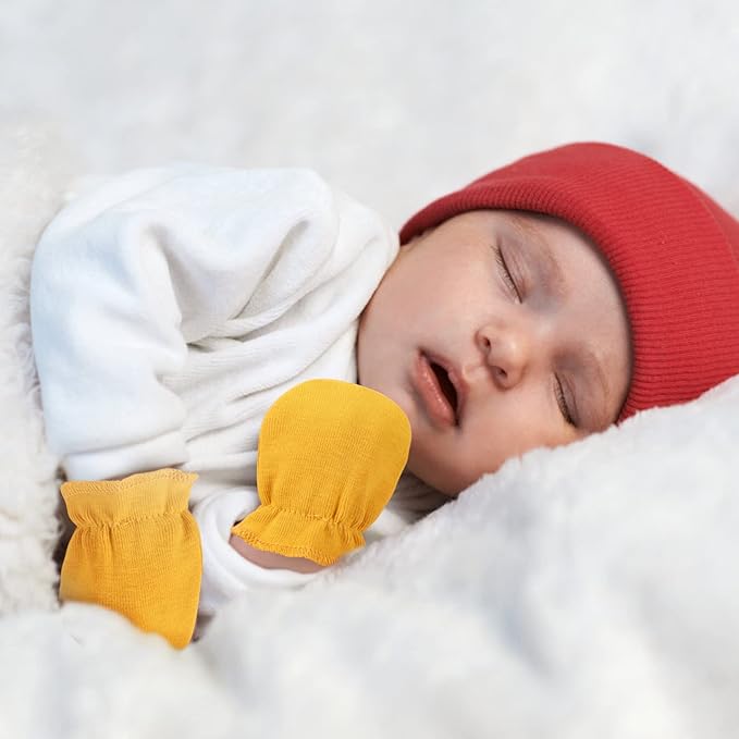 BQUBO Newborn Infant Toddler Mittens No Scratch Cotton Elastic Wrist Gloves Hypoallergenic for 0-6 Months Baby Boys Girls-CubbioJoy
