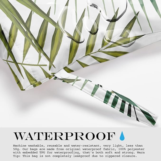 Wet Bag, Wet Dry Bag, Wet Bag for Swimsuit, Travel, Beach, Pool, Diapers, Dirty Yoga Gym Clothes, Makeup Bag, Waterproof Tropical Palm Leaves Decor Jungle Palm Leaf Favors-CubbioJoy
