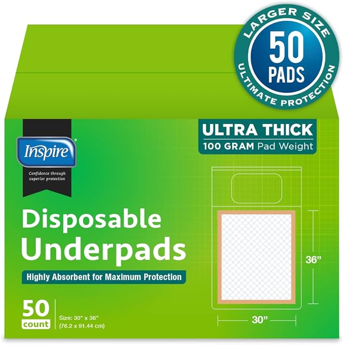 Inspire Super and Ultra Absorbent Disposable Bed Pads (30" X 36" Pack of 50)-CubbioJoy