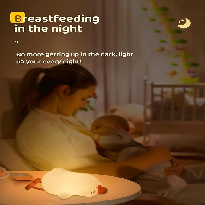 Big Goose Night Light，Squishy Silicone Kids Lamp, Dimmable 3-Gear Warm Light with Tap Control, BPA-Free Baby Cut LED Nightlight for Nursery Bedrooms Camping & Party Decor-CubbioJoy