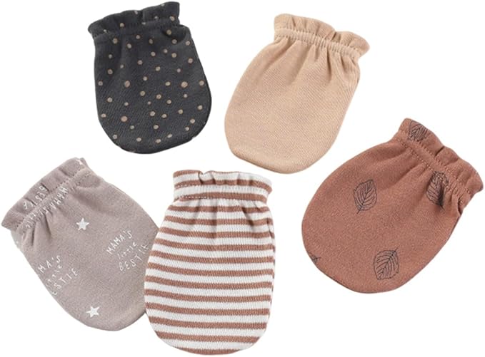 5 Pack Unisex New Born Boy Girls No Scratch Mittens Cotton Soft Baby Gloves Accessory 0-3 Months Infant Essentials-CubbioJoy