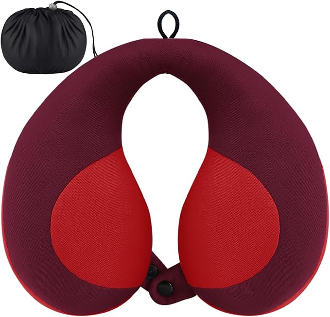 INFANZIA Kids Chin Supporting Travel Neck Pillow, Helps Support Head and Neck, Comfortably Designed for Head, Neck, and Chin Support - Gifts for Toddler/Child/Kids, Red-CubbioJoy