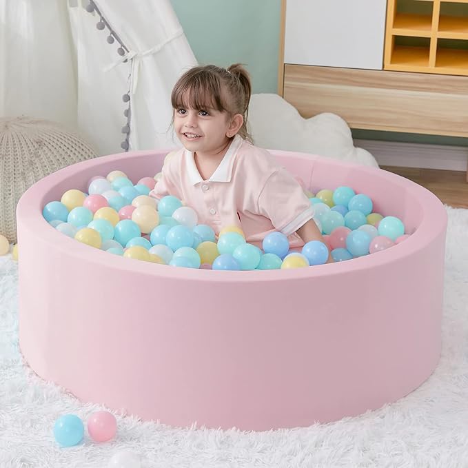 Ball Pit for Toddlers, 35.4"x 11.8" Foam Ball Pits, Indoor Soft Round Baby Playpen for Children, Ideal Gift for Toddlers, Pink, (Balls not Included)-CubbioJoy